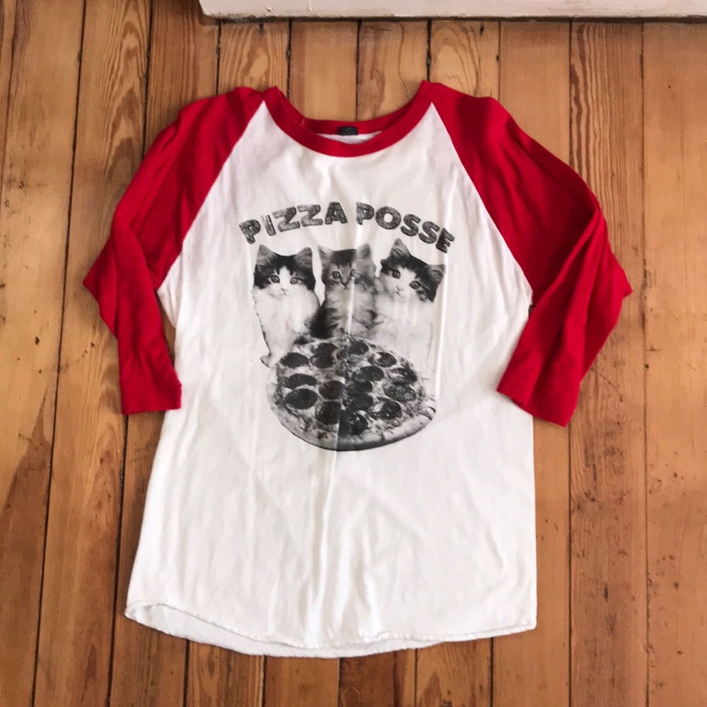 Pizza Posse Kittens Baseball T-shirt